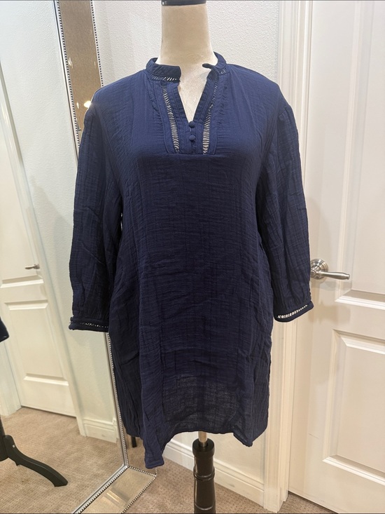 Zara Dresses & Skirts - Zara Dark Navy Textured Tunic
